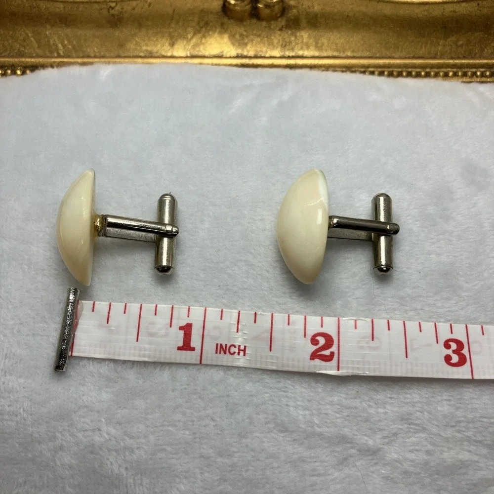 Vtg Mother Of Pearl Cuff Links Formal‎ Wedding Luxury Old Money Estate